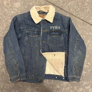 Vintage‎ Wrangler Authentic Western Denim Jean Jacket Sherpa Lined Size Medium